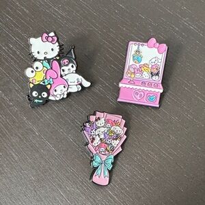 Hello Kitty Pink and Black Enamel Pin Trio